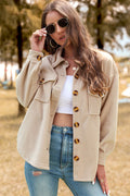 Perfee Button-Up Shirt Jacket with Breast Pockets