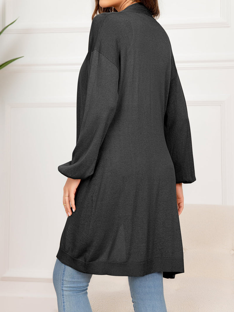 Dropped Shoulder Open Front Longline Cardigan