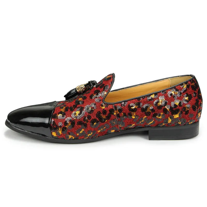 Men's Luxe Patent Leather Sequins Pattern Loafers