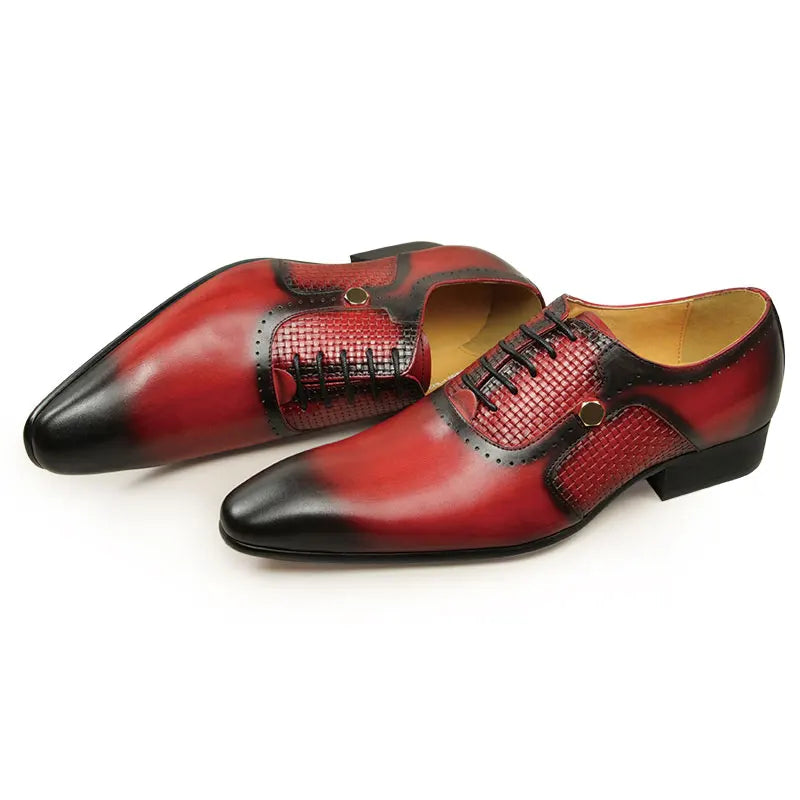 Men's Genuine Leather Wedding Two Tone Oxford Shoes