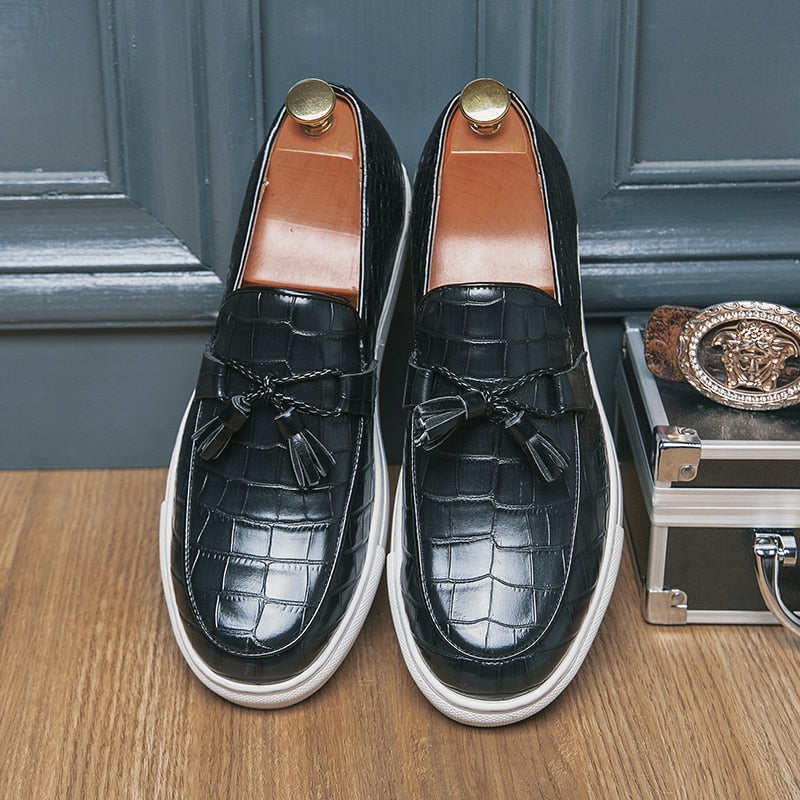 Mocasines de piel sintética con estilo y suela plana para hombre 