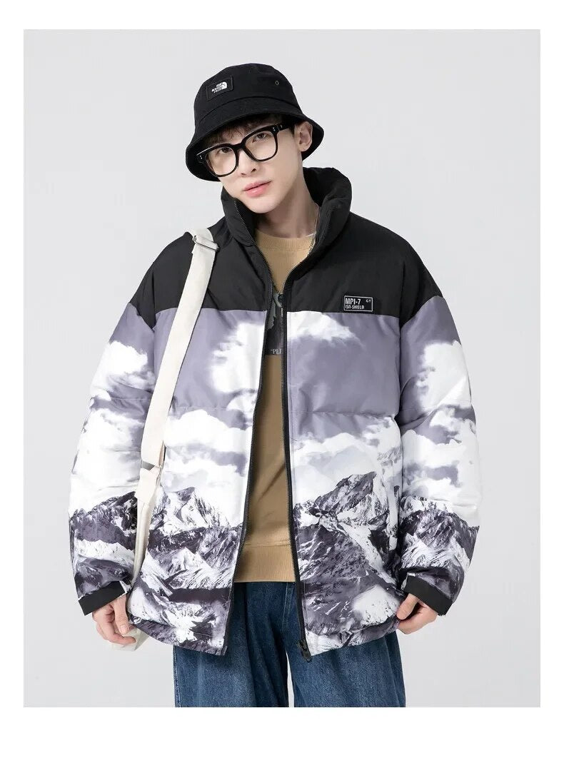 Men's Gradient Color Korean Style Winter Coat