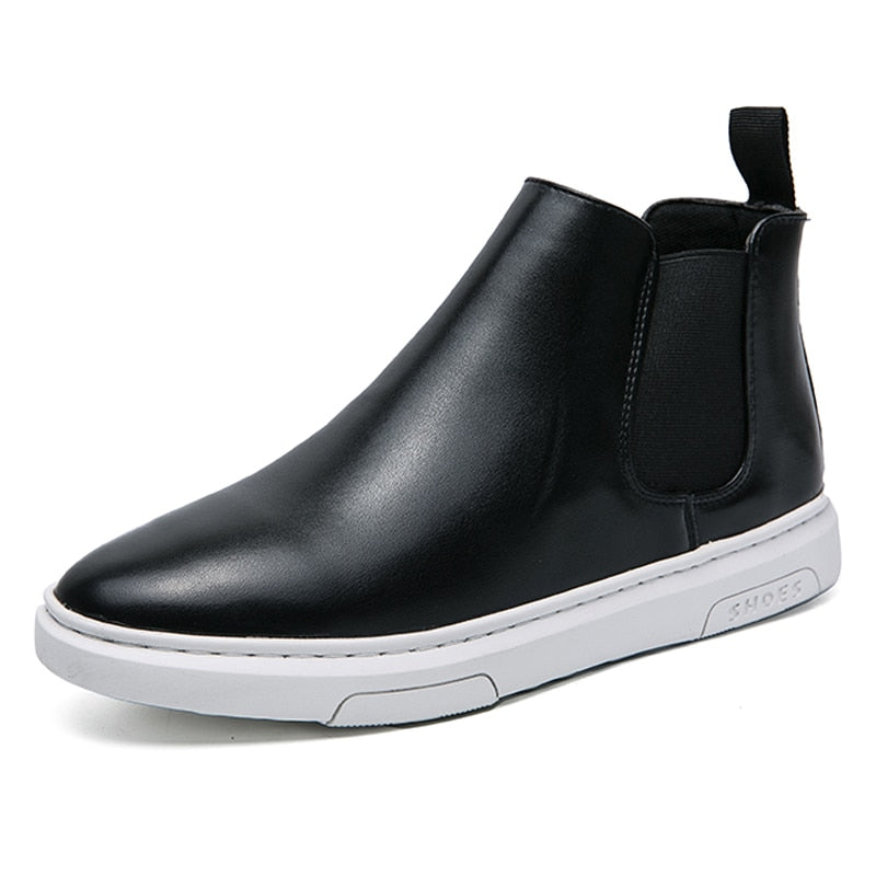 Men's Flat Sole Faux Leather Chelsea Boots