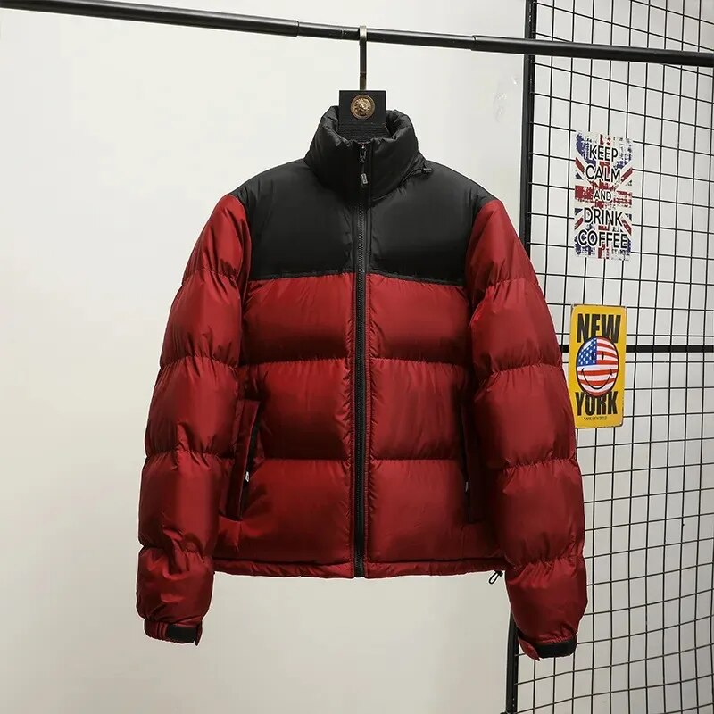 Men's Winter Double Colored Patchwork Parkas Coat