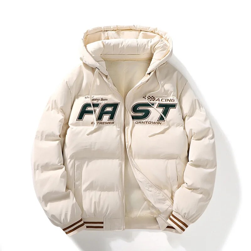 FAST Men's Winter Hooded Embroidered Coat