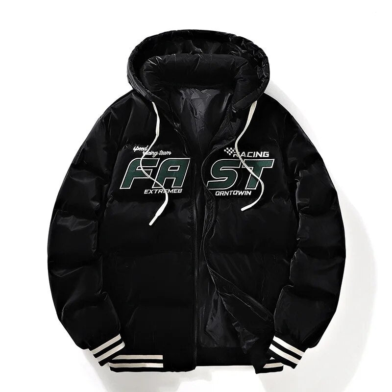 FAST Men's Winter Hooded Embroidered Coat