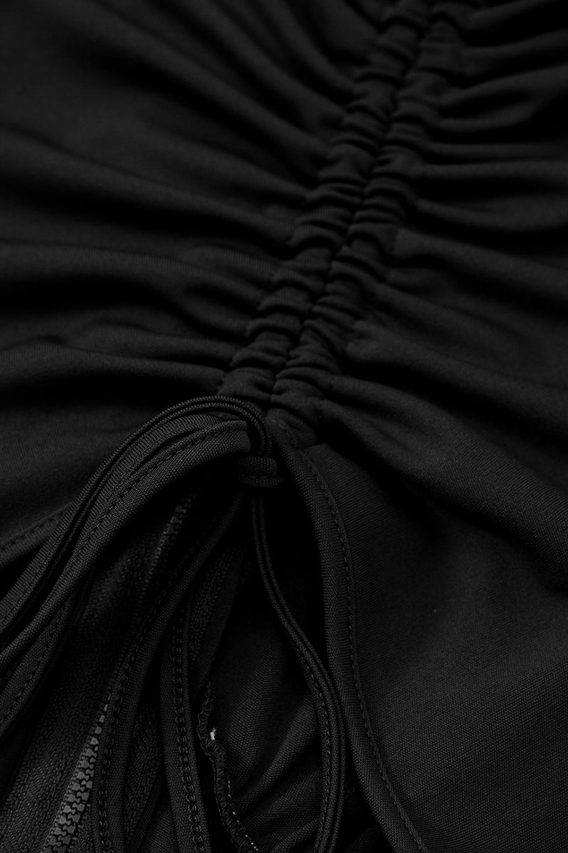 Robe zippée avec cordon de serrage et découpe