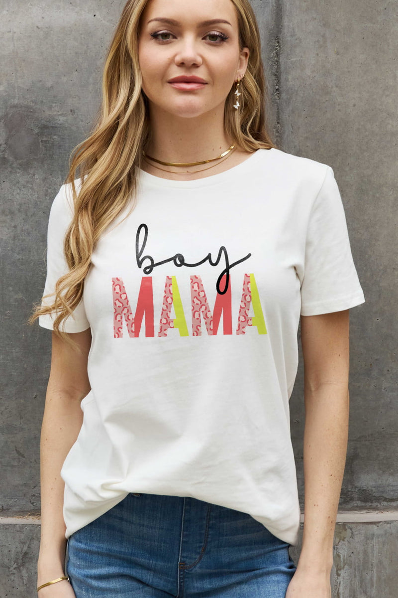 Simply Love T-shirt en coton graphique BOY MAMA pleine taille