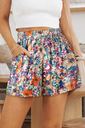 Short taille haute fleuri avec poches