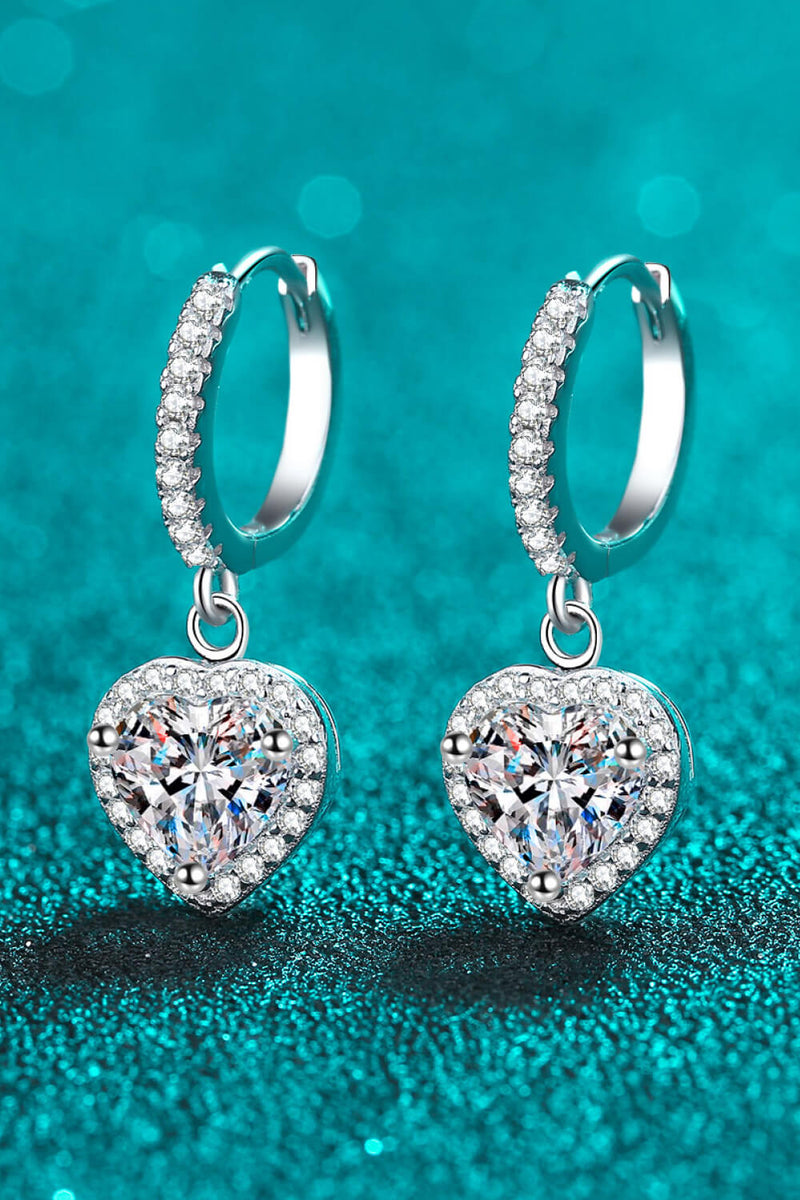 Boucles d'oreilles pendantes en forme de cœur Moissanite