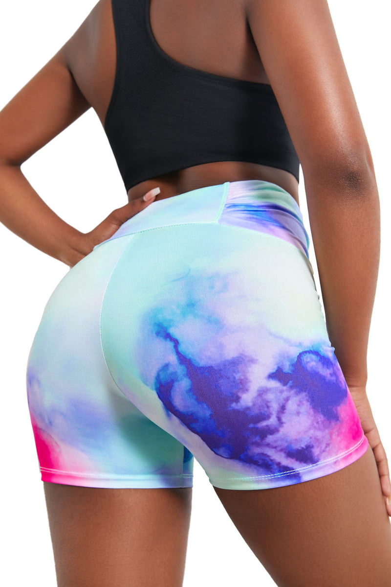 Short de sport froncé à détail tie-dye