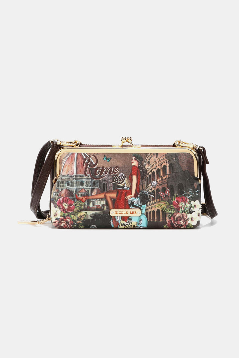 Nicole Lee USA Signature Kiss Lock Crossbody Wallet