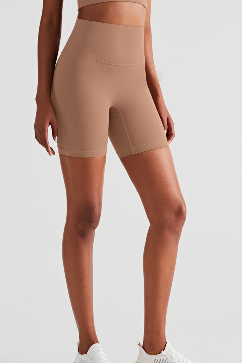 Short cycliste taille haute à taille élastique