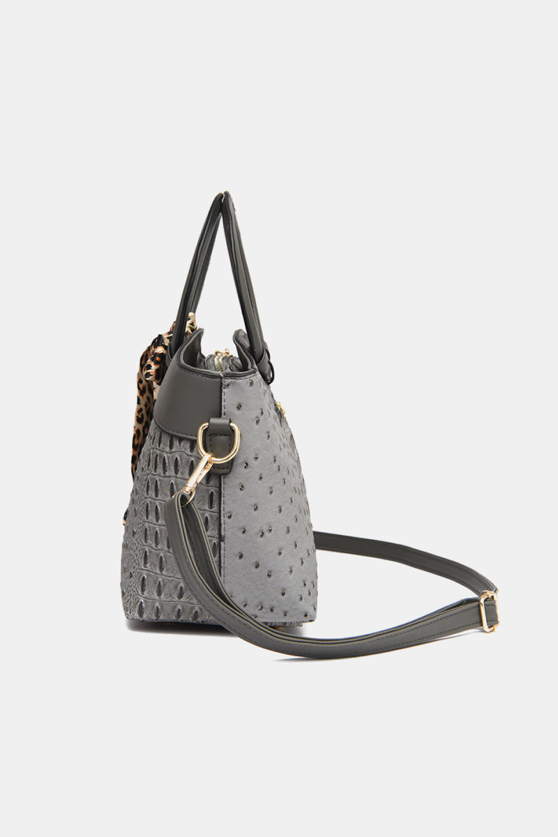 PU Leather Leopard Tie Shoulder Bag