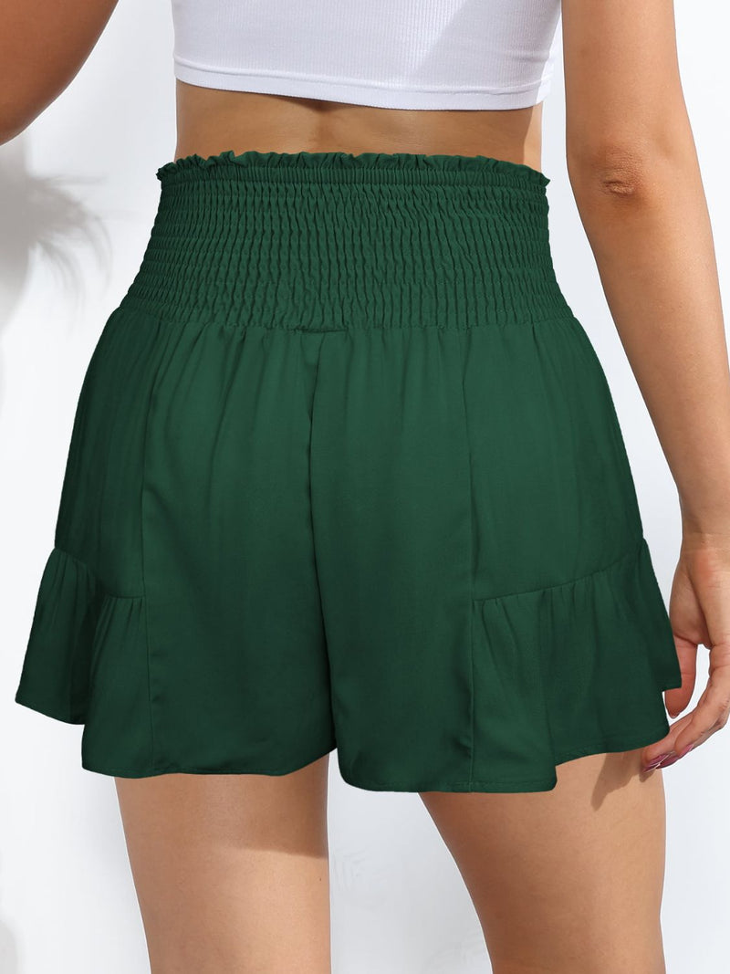 Short smocké noué à l'avant à taille haute