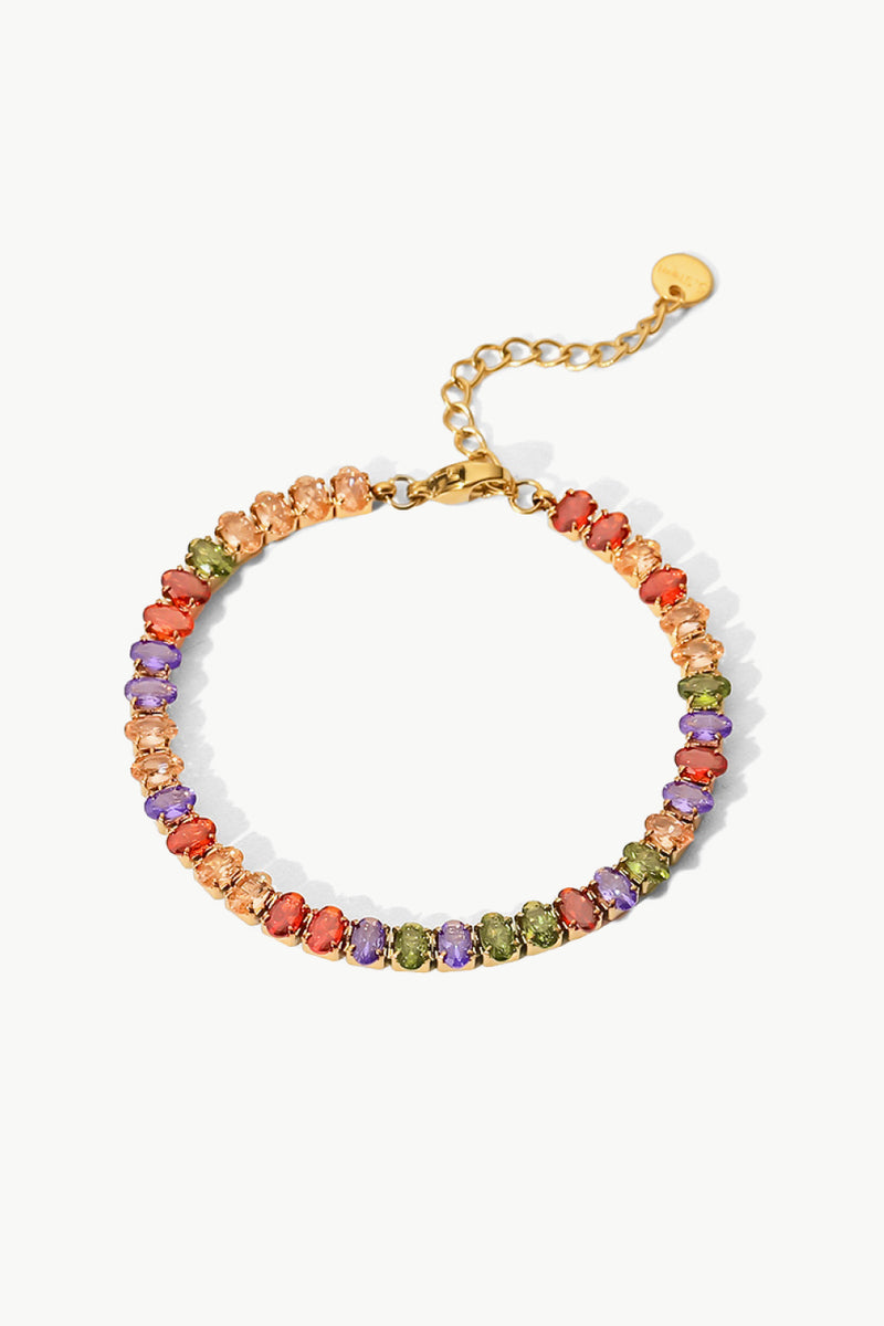 Pulsera De Circonitas Multicolores Bañada En Oro De 18 Quilates