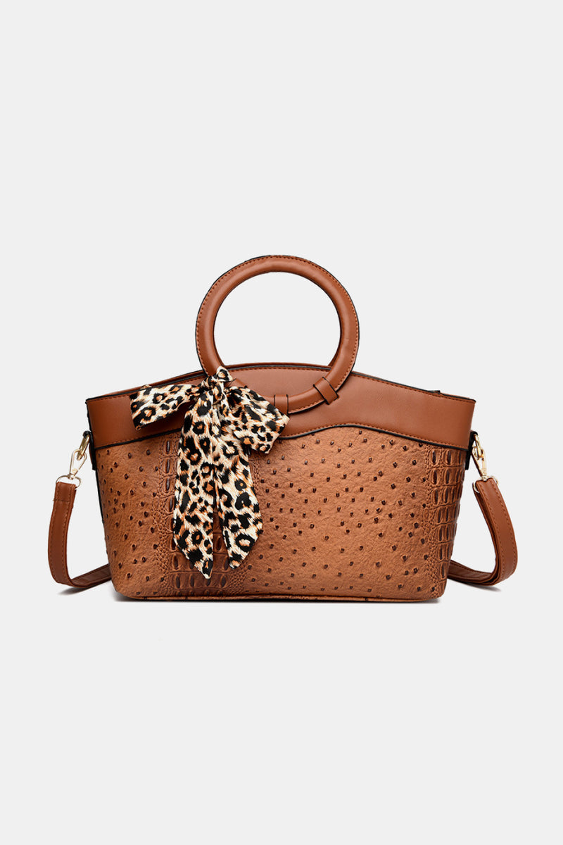 PU Leather Leopard Tie Shoulder Bag