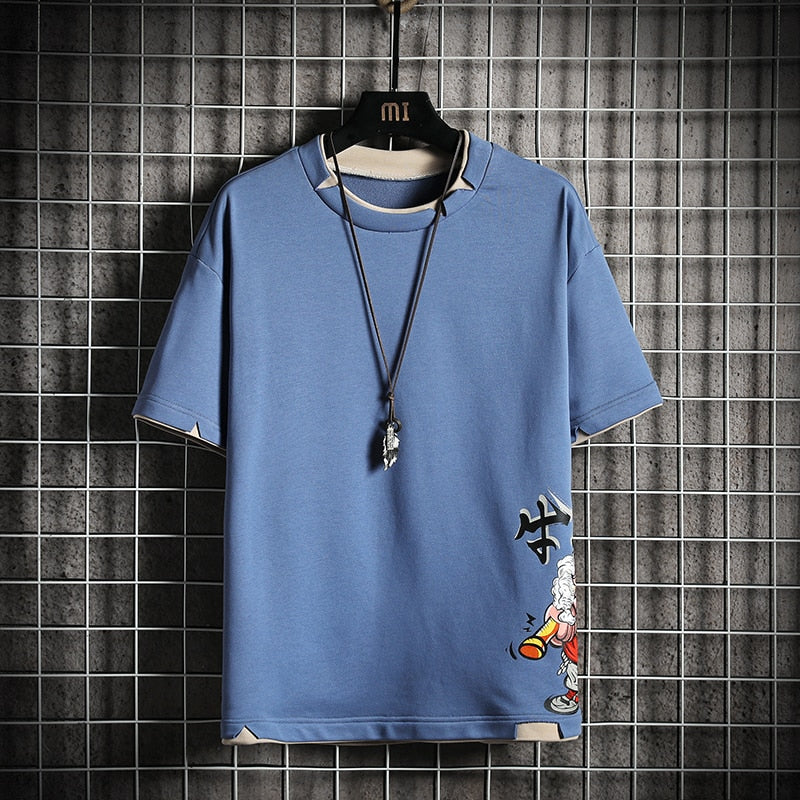 Camiseta gráfica informal con cuello redondo para hombre