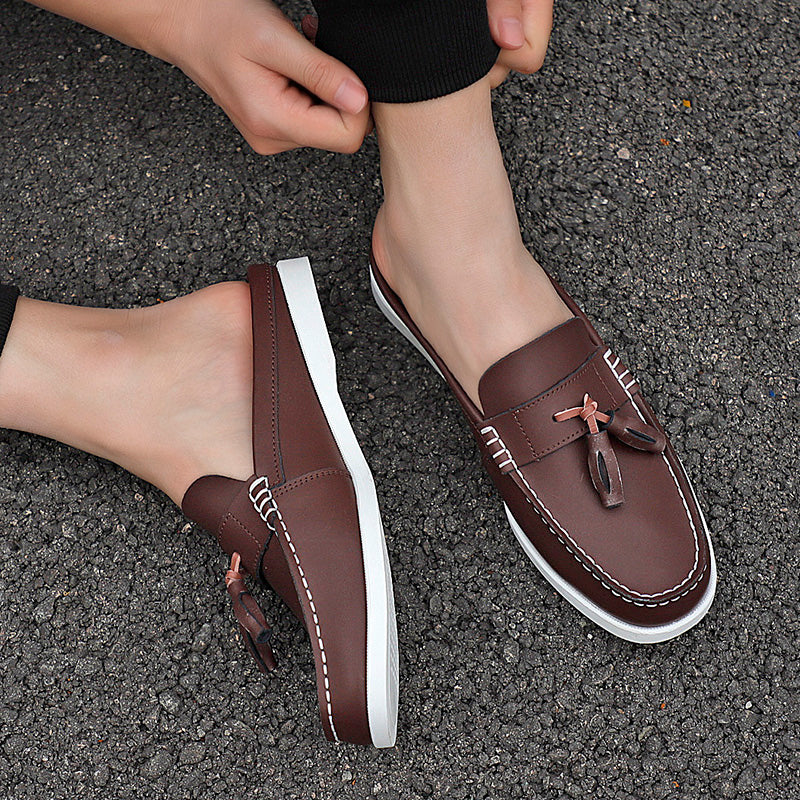 Men's Casual PU Leather Classic Backless Loafers