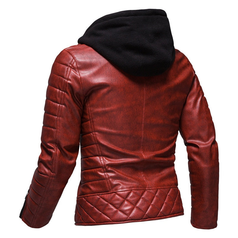 AYBER Fashionista Veste à capuche en similicuir pour homme