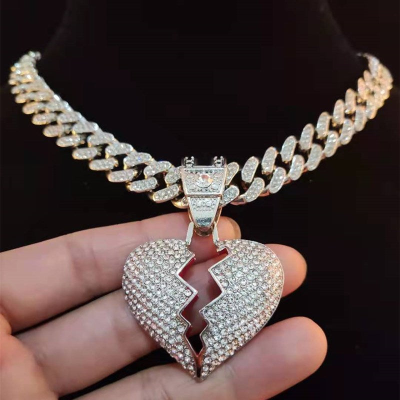 Collier unisexe Heartbroken Hip Hop Iced Out