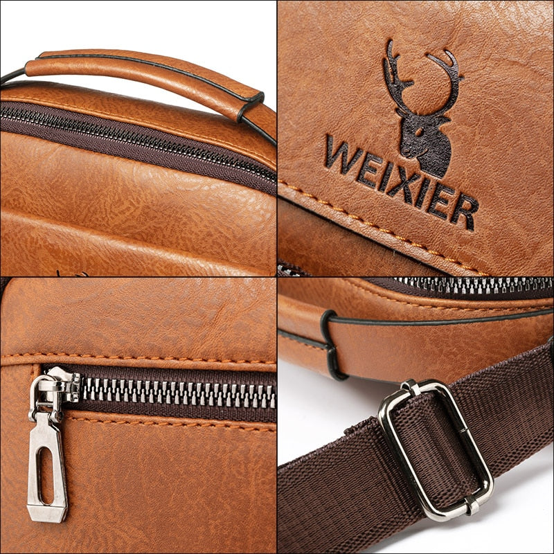 WEIXIER Men's Casual Soft Messenger Crossbody Bag