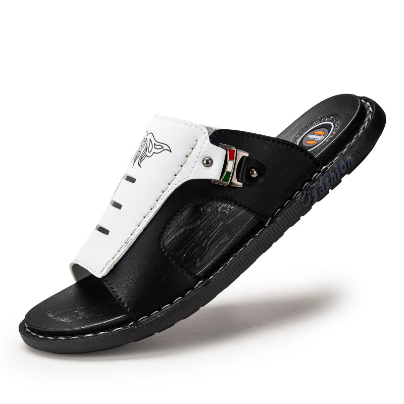 SSX Sandalias de dos tonos de piel auténtica para hombre