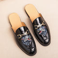 UYO Men's Italian Cat Print Backless Loafers