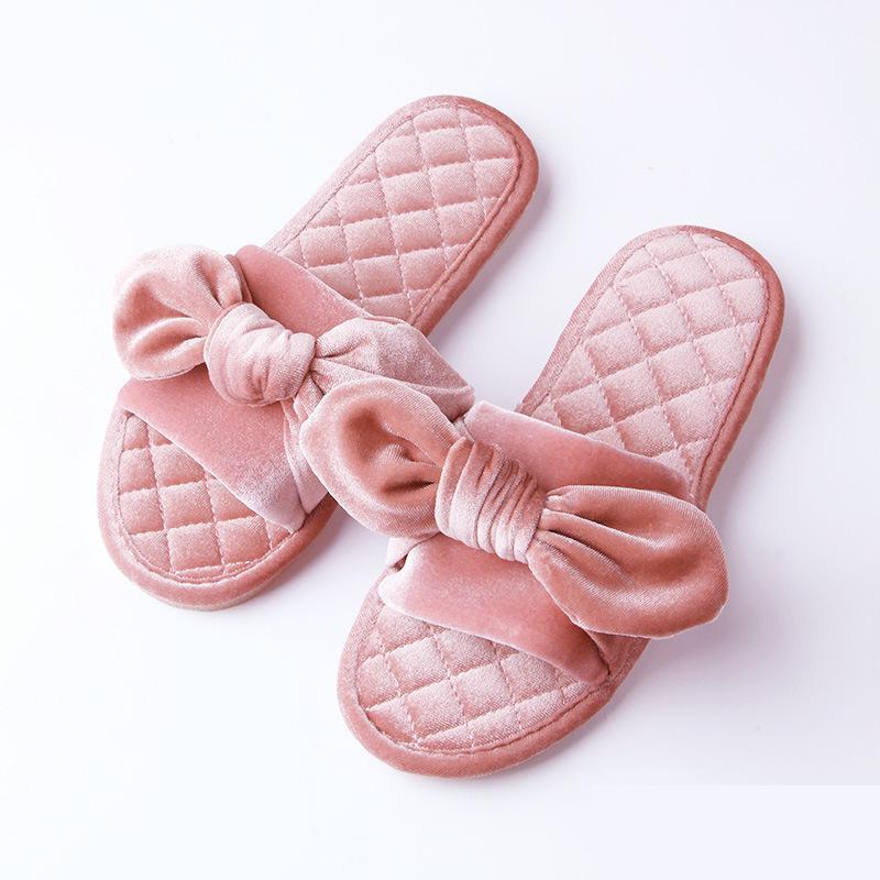 Chanclas de boda/baño de terciopelo para mujer