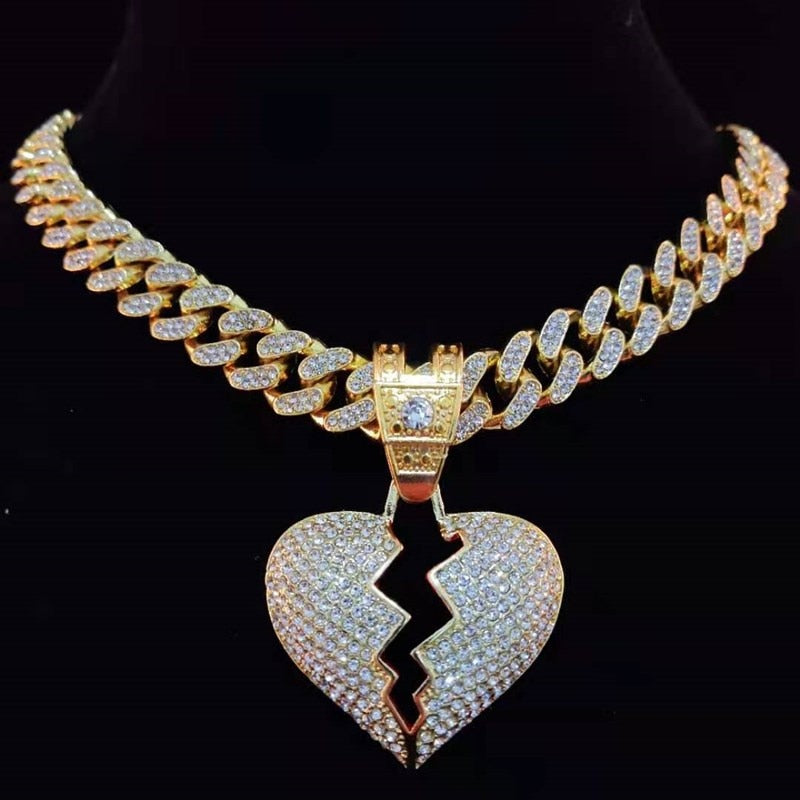 Collier unisexe Heartbroken Hip Hop Iced Out