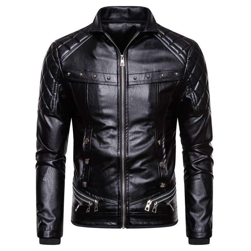 Men's Punk Style  PU Leather Fur Collar Jacket