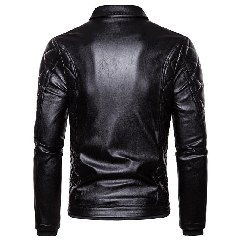 Veste à col en fourrure en cuir PU de style punk pour hommes 