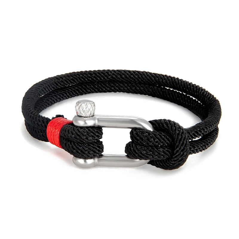 MK Men's Black Pulsera con hebilla en forma de U