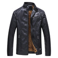 Chaqueta de cuello alto de cuero PU de vellón de invierno para hombre