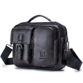 BULLCAPTAIN Men's Genuine Leather Crossbody Briefcase Bag