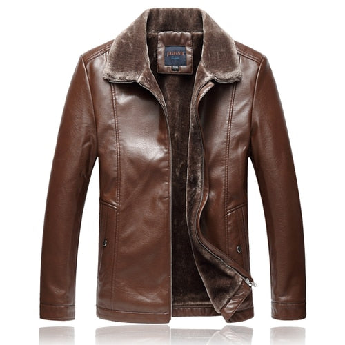 Men's Faux Leather Slim Fit Fleece Interior Jacket