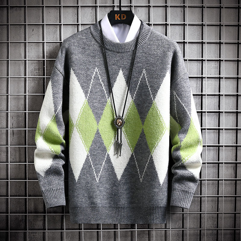 Men's Fashion Argyle Knitted Pullover