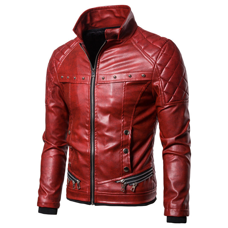 Men's Punk Style  PU Leather Fur Collar Jacket