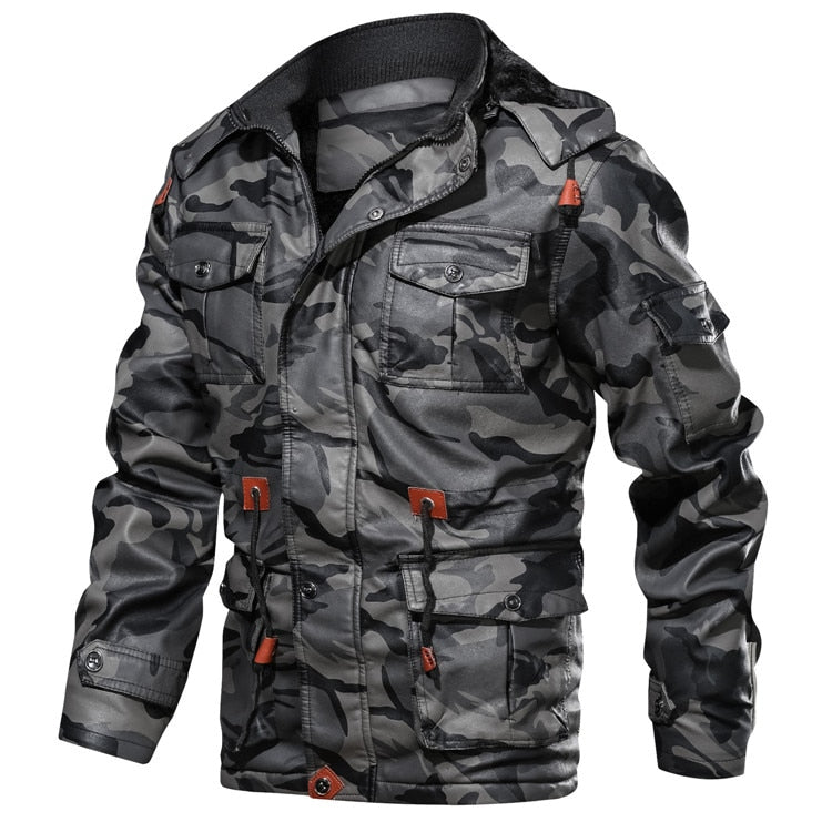 Veste camouflage en polaire imitation cuir pour homme 