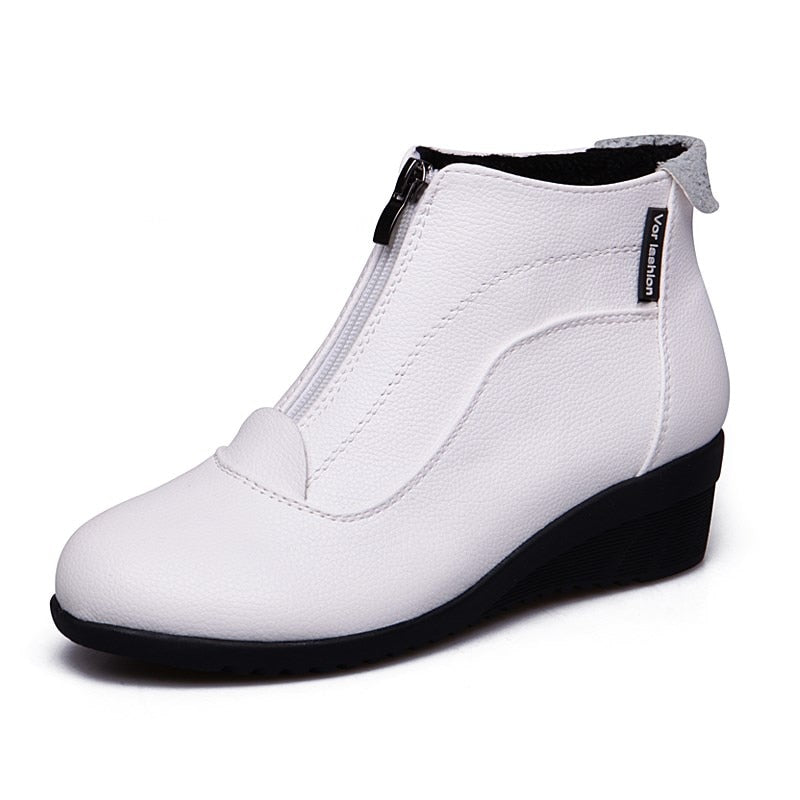 Women's Winter Zip Up Wedges Boots