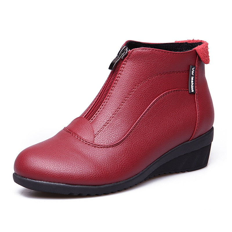 Women's Winter Zip Up Wedges Boots