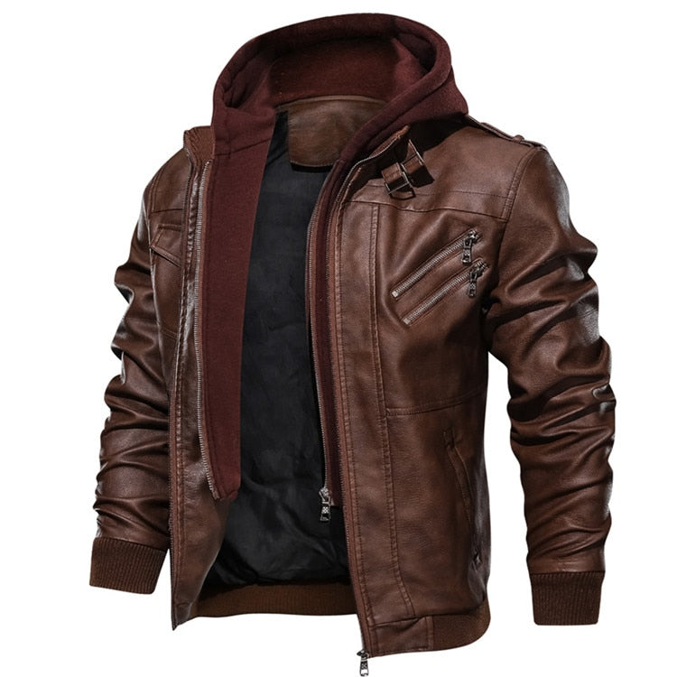 KB Men's Faux Leather Autumn Casual Jacket