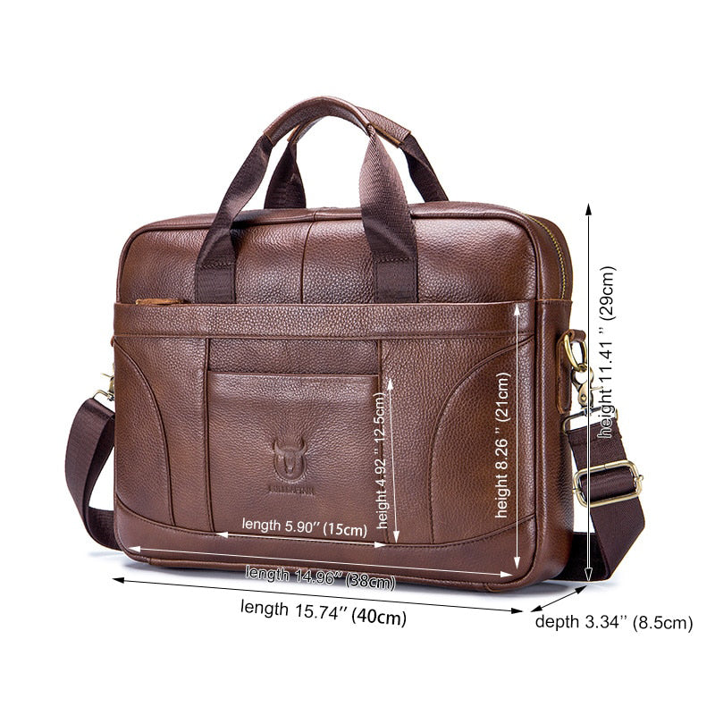 BULLCAPTAIN Men's Genuine Leather Business Briefcase bag