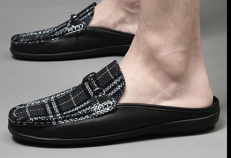 Mocasines sin respaldo de cuero genuino de moda para hombre KAR