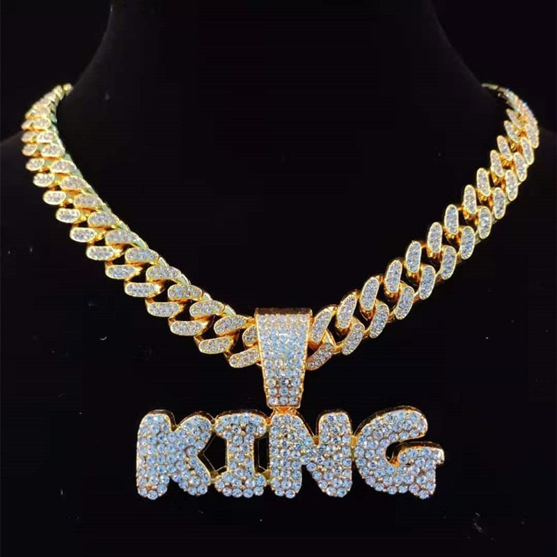 KING Pendentif pour homme Iced Out Collier