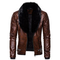 Men's Punk Style  PU Leather Fur Collar Jacket