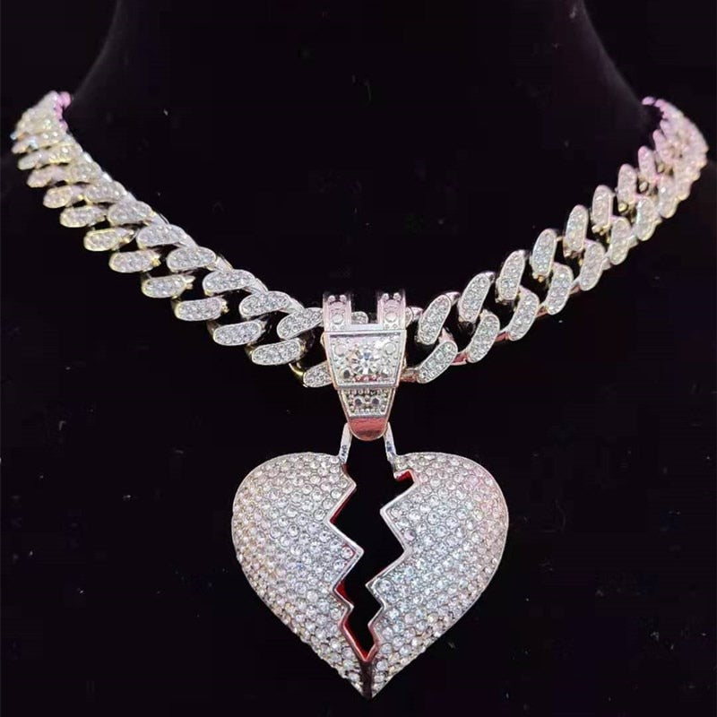 Collier unisexe Heartbroken Hip Hop Iced Out