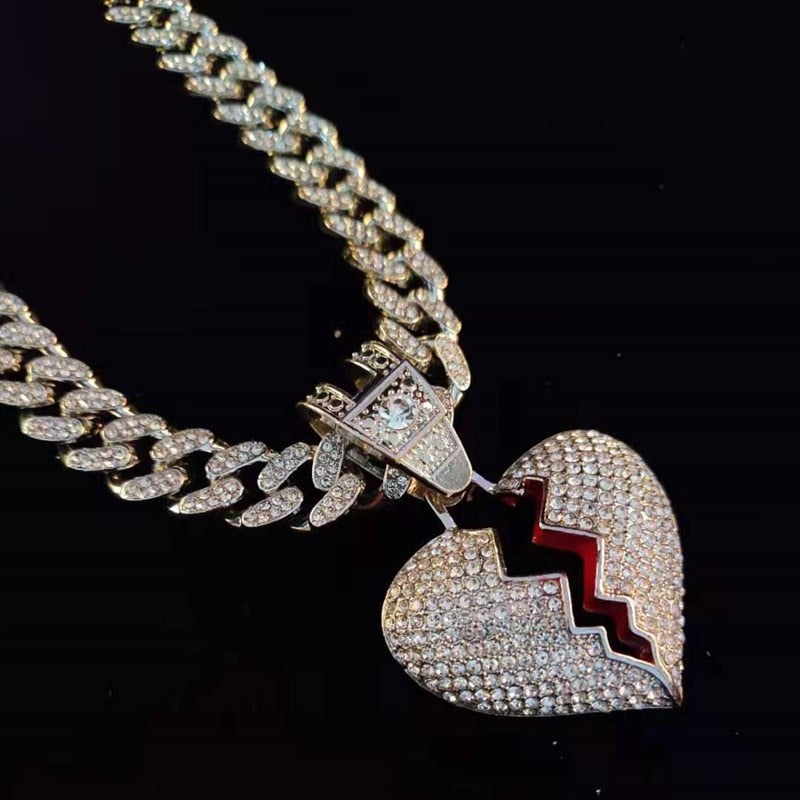 Collier unisexe Heartbroken Hip Hop Iced Out