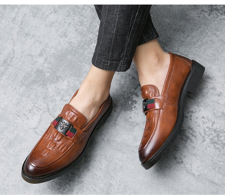 Mocassins de mariage en cuir de vachette véritable pour hommes 