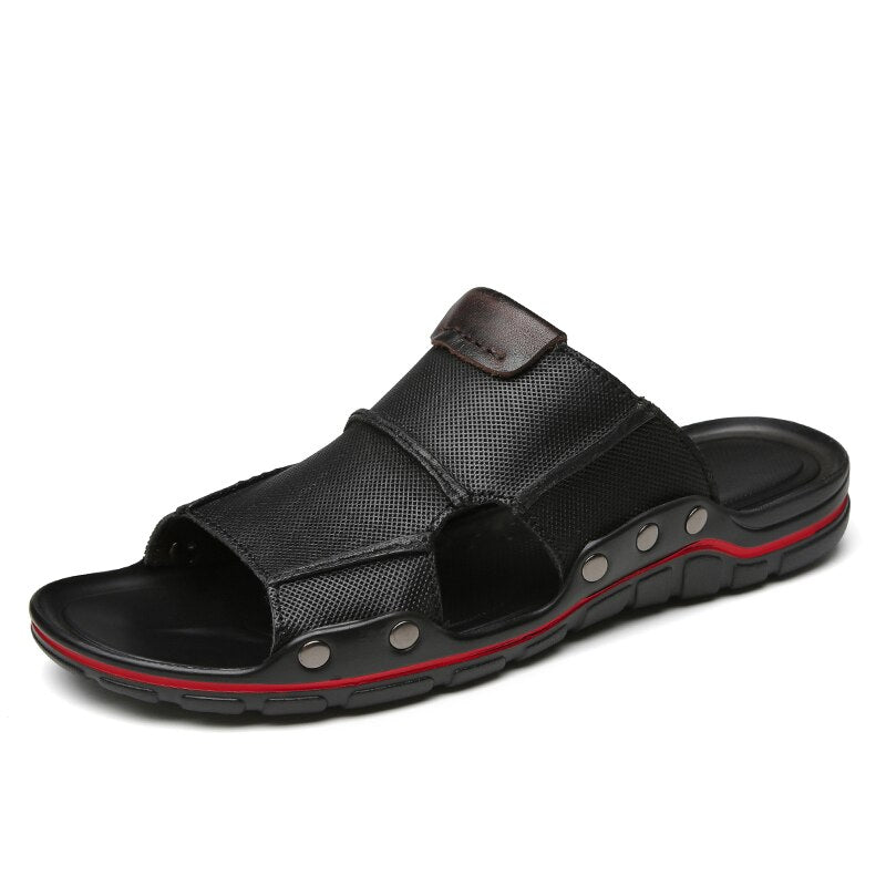 SSX Men's Summer Genuine Leather Slipper Sandals